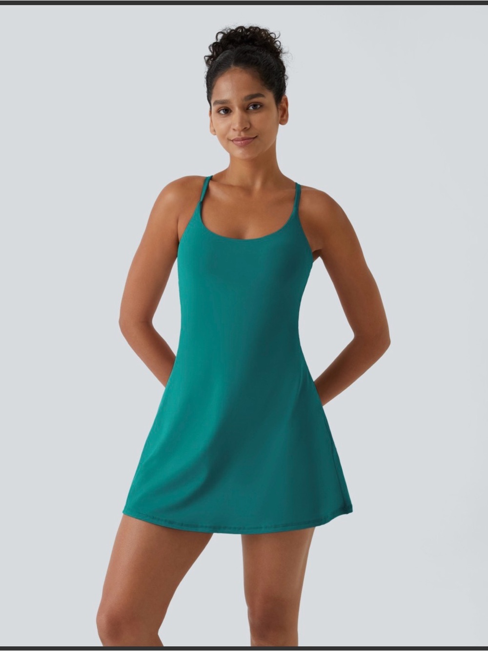 Halara Easy Peezy 2-in-1 Tennis Dress Built In Bra Pockets Teal S NWOT